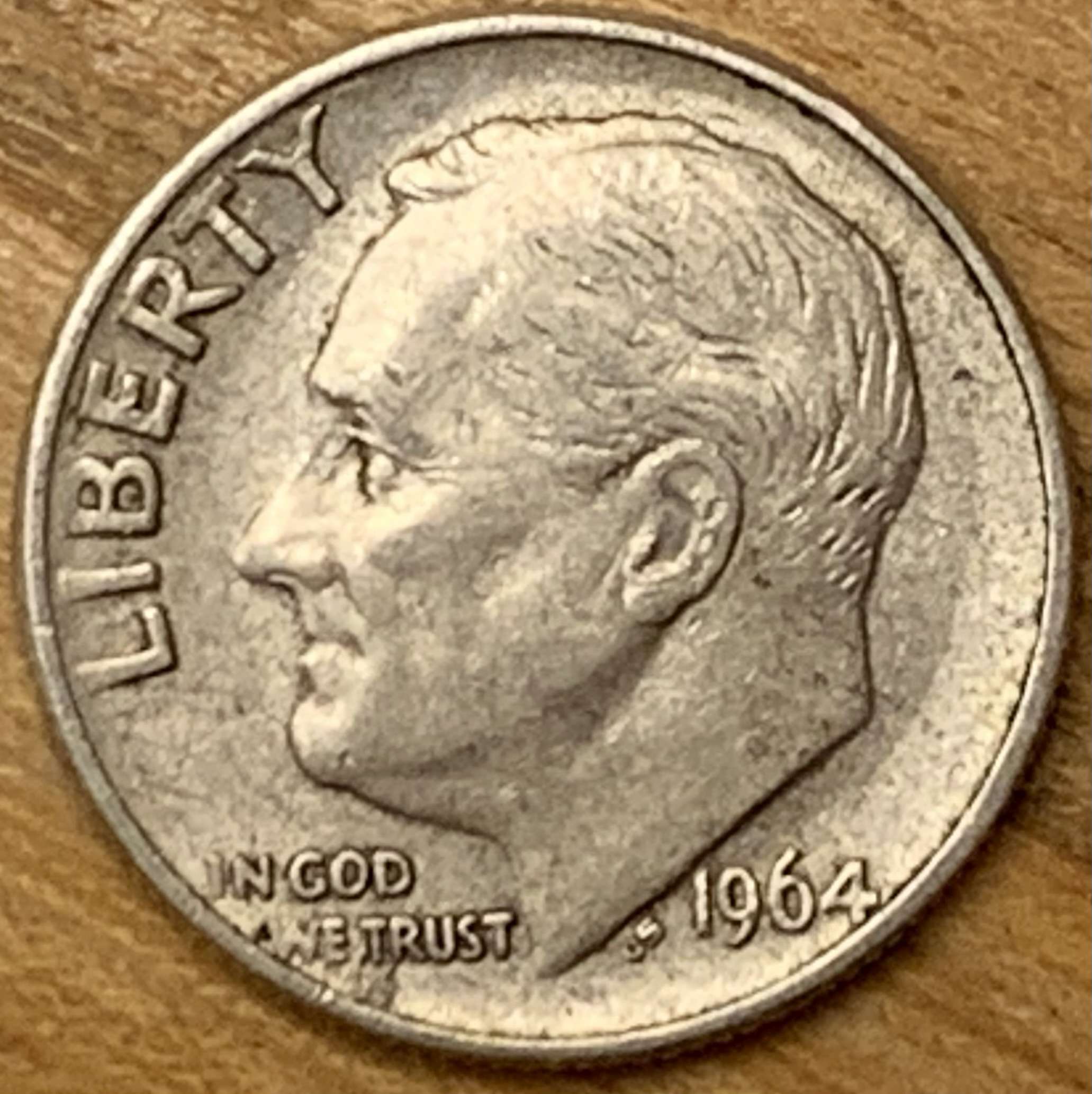 1964---P-Silver-Roosevelt-Dime-Found-In-Bag-Of-Change